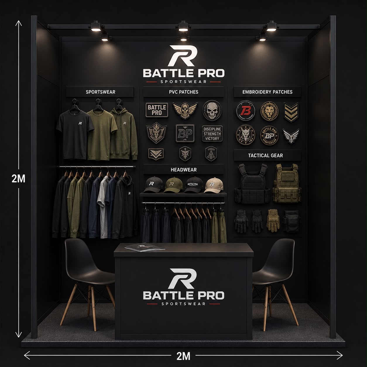 Battle Pro Sportswear showroom display